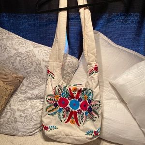 Floral embroidered Mexican crossbody handbag. New